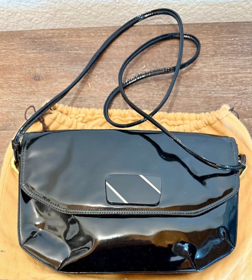 Vintage Bruno Magli Black Patent Leather Shoulder Bag – Made in Italy